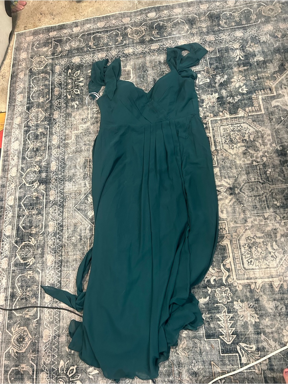 Teal V-Neck Sleeveless Wedding Guest Maxi Dress